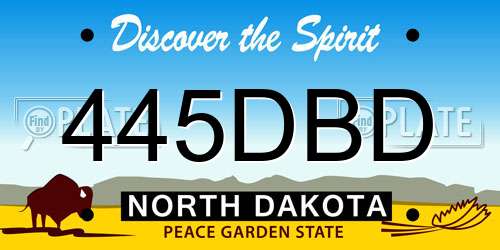445DBD North Dakota License Plate
