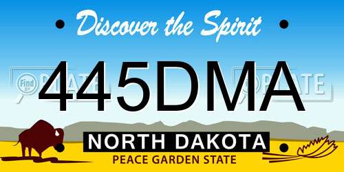 445DMA North Dakota License Plate