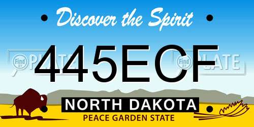 445ECF North Dakota License Plate