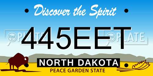 445EET North Dakota License Plate