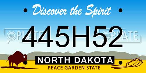 445H52 North Dakota License Plate