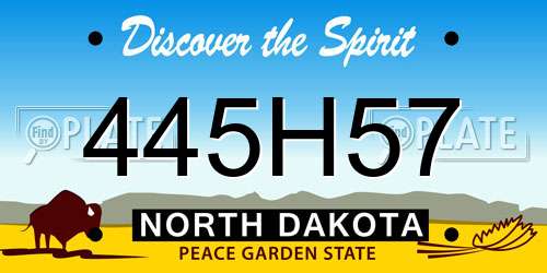 445H57 North Dakota License Plate