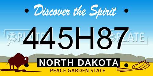 445H87 North Dakota License Plate