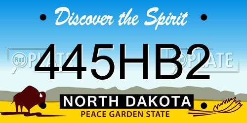 445HB2 North Dakota License Plate