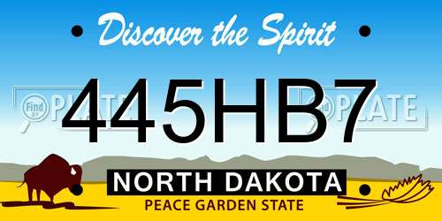 445HB7 North Dakota License Plate