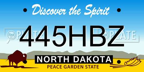 445HBZ North Dakota License Plate
