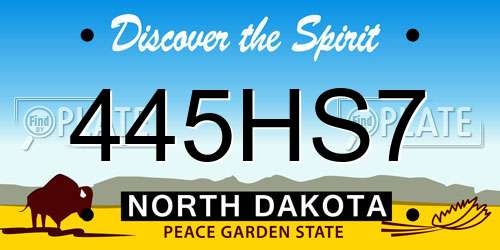 445HS7 North Dakota License Plate