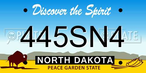 445SN4 North Dakota License Plate