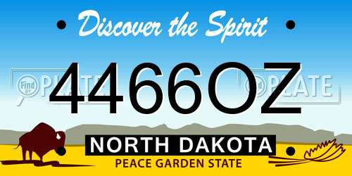 4466OZ North Dakota License Plate