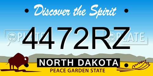 4472RZ North Dakota License Plate