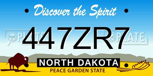 447ZR7 North Dakota License Plate