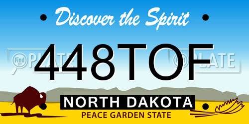 448TOF North Dakota License Plate