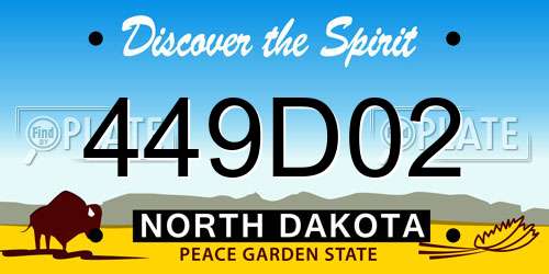 449D02 North Dakota License Plate
