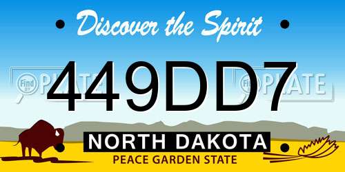 449DD7 North Dakota License Plate