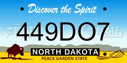 449DO7 North Dakota License Plate