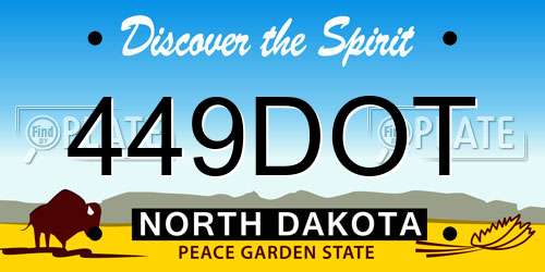 449DOT North Dakota License Plate