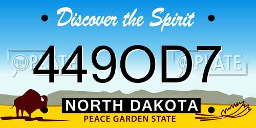449OD7 North Dakota License Plate