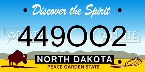 449OO2 North Dakota License Plate