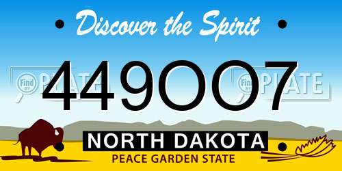449OO7 North Dakota License Plate