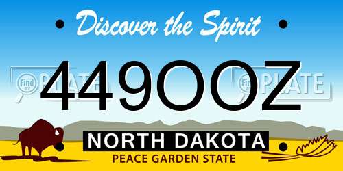 449OOZ North Dakota License Plate