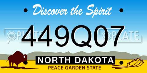 449Q07 North Dakota License Plate