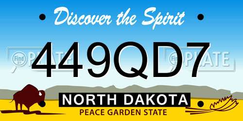 449QD7 North Dakota License Plate