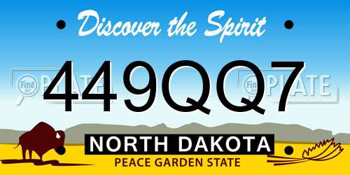 449QQ7 North Dakota License Plate