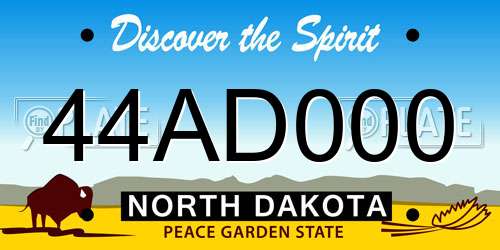 44AD000 North Dakota License Plate