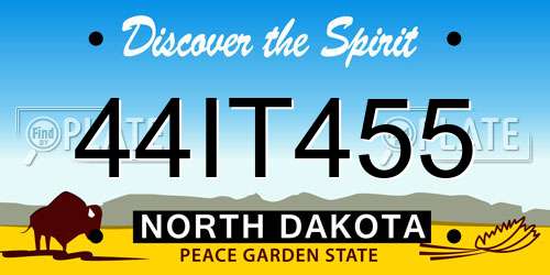 44IT455 North Dakota License Plate