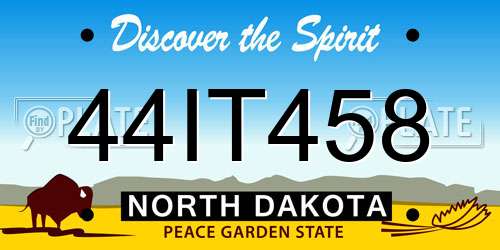 44IT458 North Dakota License Plate