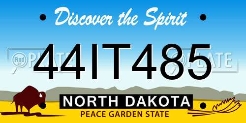 44IT485 North Dakota License Plate