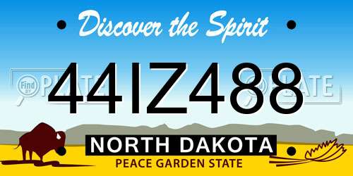 44IZ488 North Dakota License Plate