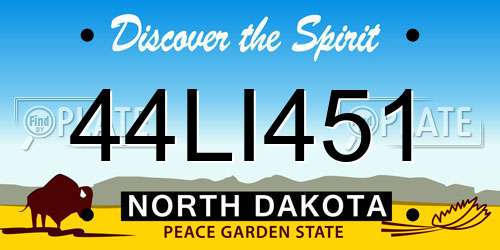 44LI451 North Dakota License Plate
