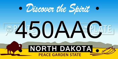 450AAC North Dakota License Plate