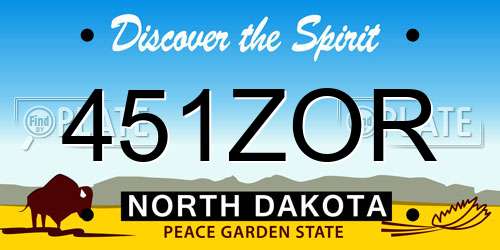 451ZOR North Dakota License Plate