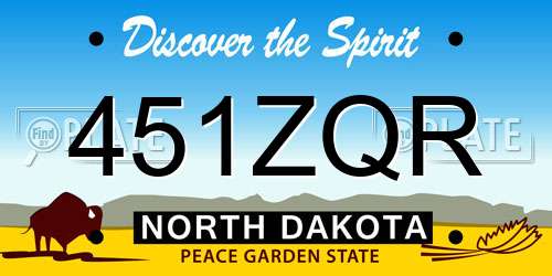 451ZQR North Dakota License Plate