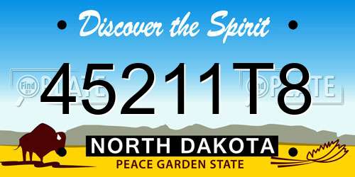 45211T8 North Dakota License Plate