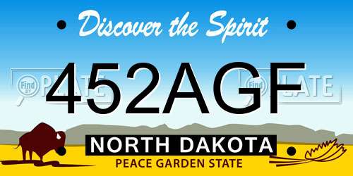 452AGF North Dakota License Plate