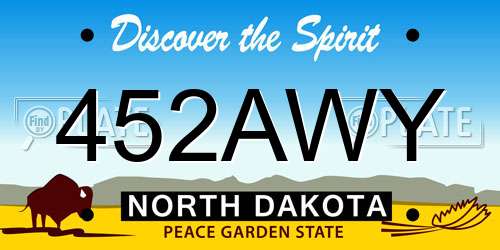 452AWY North Dakota License Plate