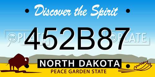 452B87 North Dakota License Plate