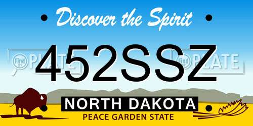 452SSZ North Dakota License Plate