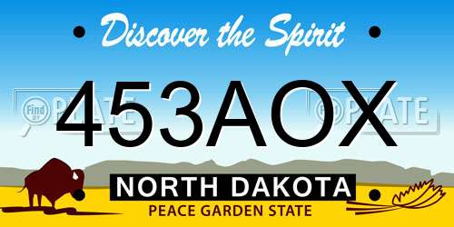 453AOX North Dakota License Plate