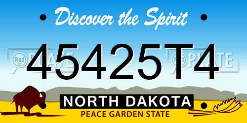 45425T4 North Dakota License Plate