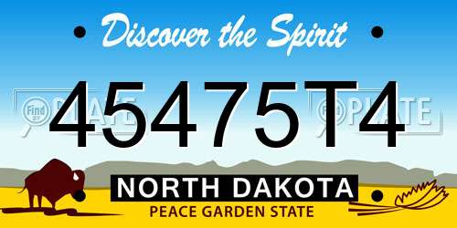 45475T4 North Dakota License Plate