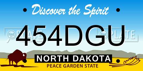 454DGU North Dakota License Plate