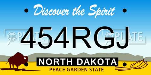 454RGJ North Dakota License Plate