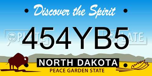 454YB5 North Dakota License Plate