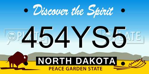 454YS5 North Dakota License Plate