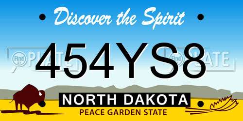 454YS8 North Dakota License Plate