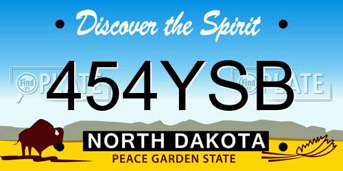 454YSB North Dakota License Plate